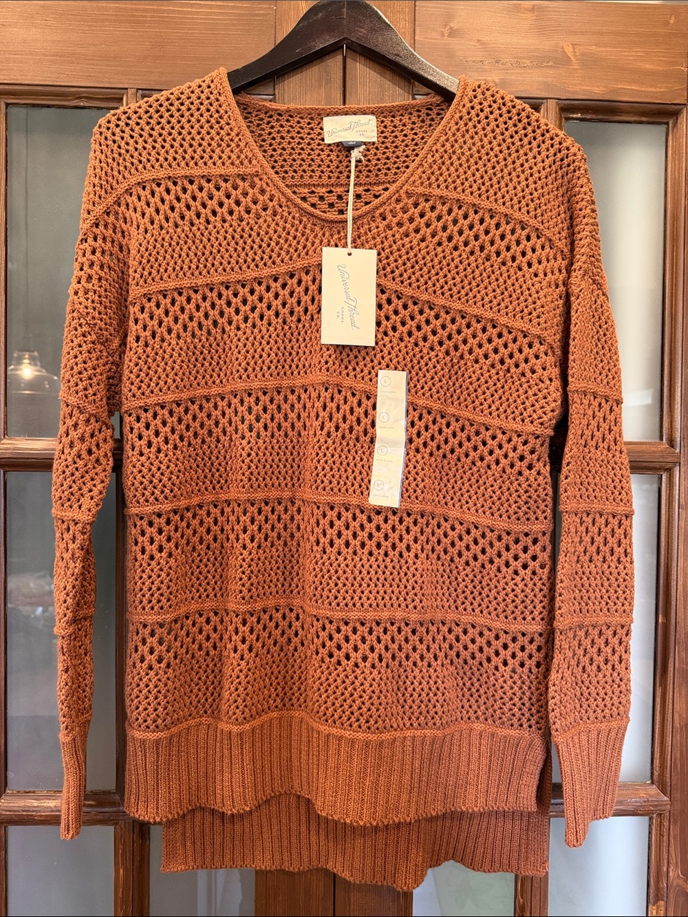 Universal Thread Men’s Open-Weave Crewneck Sweater - Rust